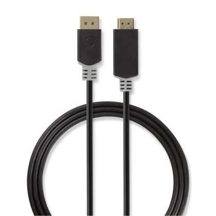 DisplayPort-Kabel | DisplayPort Male | HDMI™ Connector | 4K@30Hz | Verguld | 2.00 m | Rond | PVC | Antraciet | Doos