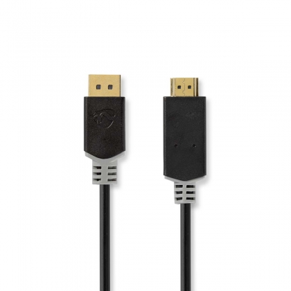 DisplayPort-Kabel | DisplayPort Male | HDMI™ Connector | 4K@30Hz | Verguld | 3.00 m | Rond | PVC | Antraciet | Doos