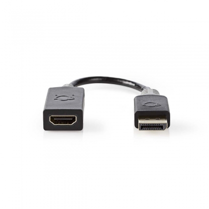 DisplayPort-Kabel | DisplayPort Male | HDMI™ Connector | 4K@30Hz | Verguld | 0.20 m | Rond | PVC | Antraciet | Doos