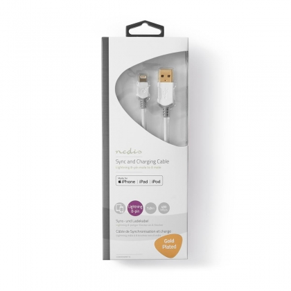 Data- en Oplaadkabel | Apple Lightning 8-pins male - USB A male | 1,0 m | Wit