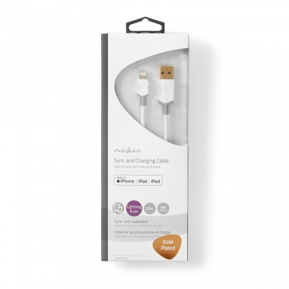 Data- en Oplaadkabel | Apple Lightning 8-pins male - USB A male | 2,0 m | Wit