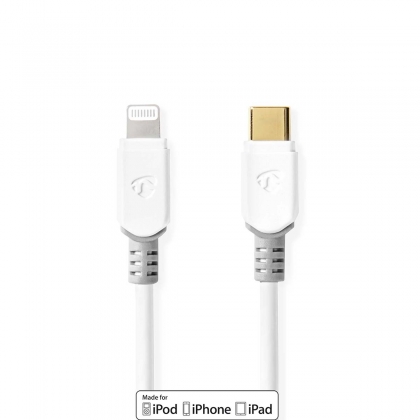 Lightning Kabel | USB 2.0 | Apple Lightning 8-Pins | USB-C™ Male | 480 Mbps | Verguld | 1.00 m | Rond | PVC | Wit | Doos