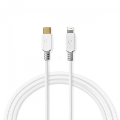 Lightning Kabel | USB 2.0 | Apple Lightning 8-Pins | USB-C™ Male | 480 Mbps | Verguld | 2.00 m | Rond | PVC | Wit | Window Box