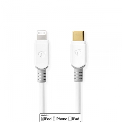 Lightning Kabel | USB 2.0 | Apple Lightning 8-Pins | USB-C™ Male | 480 Mbps | Verguld | 2.00 m | Rond | PVC | Wit | Window Box