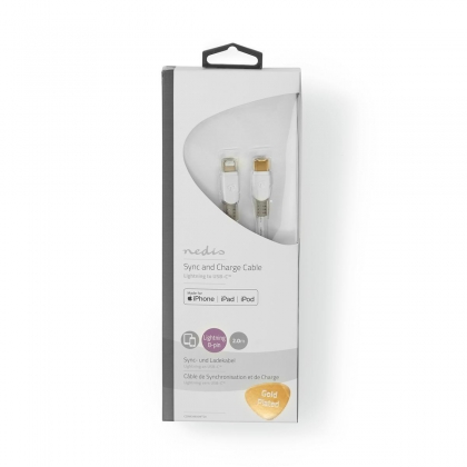 Lightning Kabel | USB 2.0 | Apple Lightning 8-Pins | USB-C™ Male | 480 Mbps | Verguld | 2.00 m | Rond | PVC | Wit | Window Box