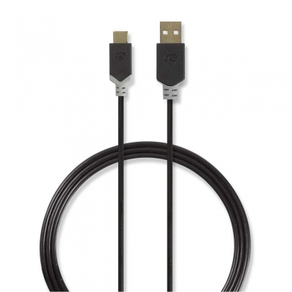 USB-Kabel | USB 2.0 | USB-A Male | USB-C™ Male | 60 W | 480 Mbps | Verguld | 1.00 m | Rond | PVC | Antraciet | Window Box