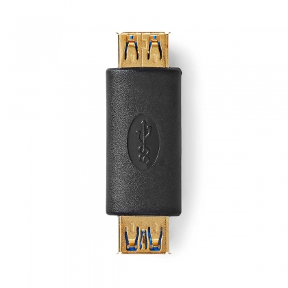 USB-A Adapter | USB 3.2 Gen 1 | USB-A Female | USB-A Female | 5 Gbps | Rond | Verguld | Antraciet | Doos