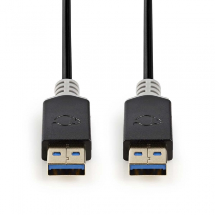 USB-Kabel | USB 3.2 Gen 1 | USB-A Male | USB-A Male | 5 Gbps | Verguld | 2.00 m | Rond | PVC | Antraciet | Doos