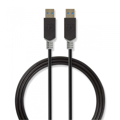 USB-Kabel | USB 3.2 Gen 1 | USB-A Male | USB-A Male | 5 Gbps | Verguld | 2.00 m | Rond | PVC | Antraciet | Doos