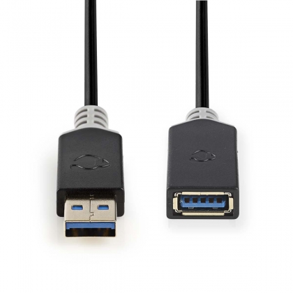 USB-Kabel | USB 3.2 Gen 1 | USB-A Male | USB-A Female | 5 Gbps | Verguld | 2.00 m | Rond | PVC | Antraciet | Doos