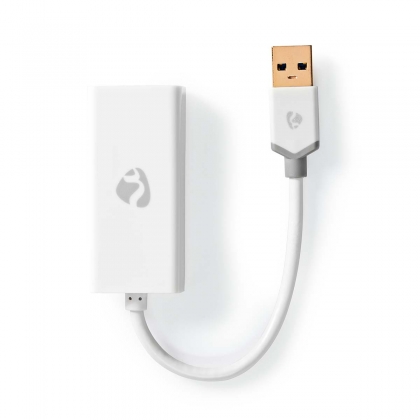 USB-netwerkadapter | USB 3.2 Gen 1 | 1 Gbps | USB-A Male | RJ45 Female | 0.20 m | Rond | Verguld | Koper | Wit | Doos