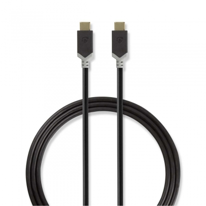 USB-Kabel | USB 3.2 Gen 1 | USB-C™ Male | USB-C™ Male | 60 W | 4K@60Hz | 5 Gbps | Vernikkeld | 1.00 m | Rond | PVC | Antraciet | Window Box