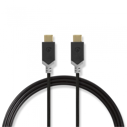 USB-Kabel | USB 3.2 Gen 1 | USB-C™ Male | USB-C™ Male | 60 W | 4K@60Hz | 5 Gbps | Verguld | 2.00 m | Rond | PVC | Zwart | Doos