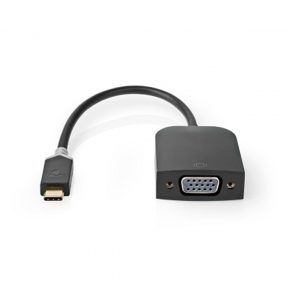 USB-C™ Adapter | USB 3.2 Gen 1 | USB-C™ Male | VGA Female 15p | 1920x1200 | 0.20 m | Rond | Verguld | PVC | Antraciet | Window Box met Euro Lock