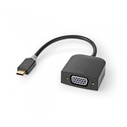 USB-C™ Adapter | USB 3.2 Gen 1 | USB-C™ Male | VGA Female 15p | 1920x1200 | 0.20 m | Rond | Verguld | PVC | Antraciet | Window Box met Euro Lock