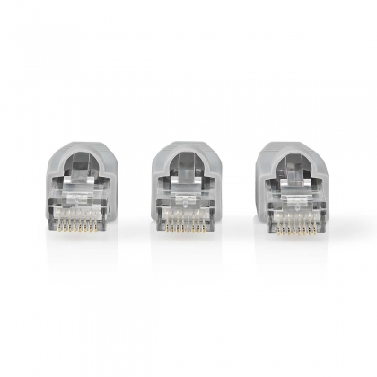 RJ45-Connector | Male | Solid UTP CAT5 | Recht | Verguld | 10 Stuks | PVC | Grijs | Window Box met Euro Lock