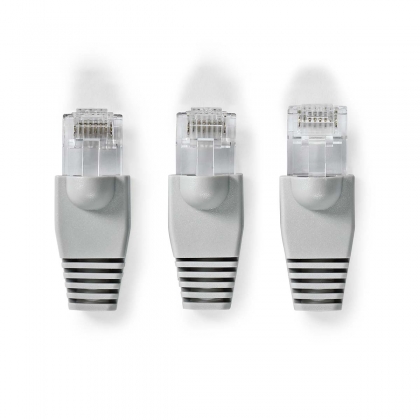 RJ45-Connector | Male | Solid UTP CAT5 | Recht | Verguld | 10 Stuks | PVC | Grijs | Window Box met Euro Lock