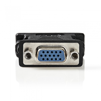 DVI-Adapter | DVI-I 24+5-Pin Male | VGA Female 15p | Vernikkeld | Recht | PVC | Zwart | Doos