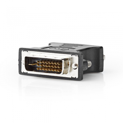 DVI-Adapter | DVI-I 24+5-Pin Male | VGA Female 15p | Vernikkeld | Recht | PVC | Zwart | Doos