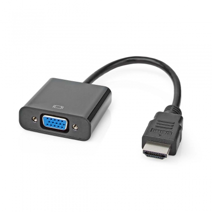 VGA-Adapter | HDMI™ Connector | VGA Female 15p / 3,5 mm Female | Vernikkeld | Recht | PVC | Zwart | Doos