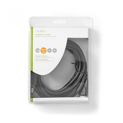 DisplayPort-Kabel | DisplayPort Male | DisplayPort Male | 8K@60Hz | Vernikkeld | 3.00 m | Rond | PVC | Zwart | Doos