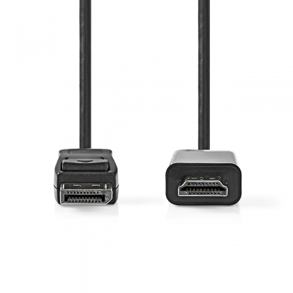 DisplayPort-Kabel | DisplayPort Male | HDMI™ Connector | 4K@30Hz | Vernikkeld | 3.00 m | Rond | PVC | Zwart | Doos