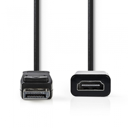 DisplayPort-Kabel | DisplayPort Male | HDMI™ Output | 4K@30Hz | Vernikkeld | 0.20 m | Rond | PVC | Zwart | Doos