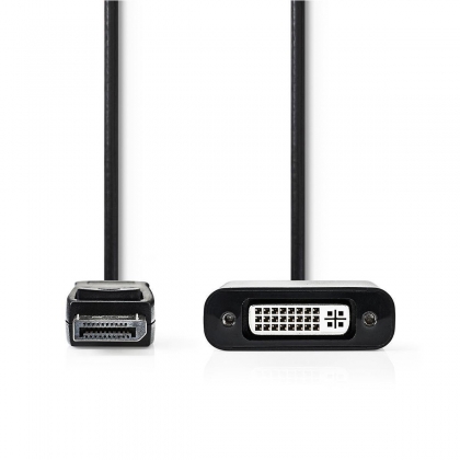 DisplayPort-Adapter | DisplayPort Male | DVI-D 24+1-Pins Female | 1080p@60Hz | Vernikkeld | Recht | 0.20 m | Rond | PVC | ABS | Zwart | Doos