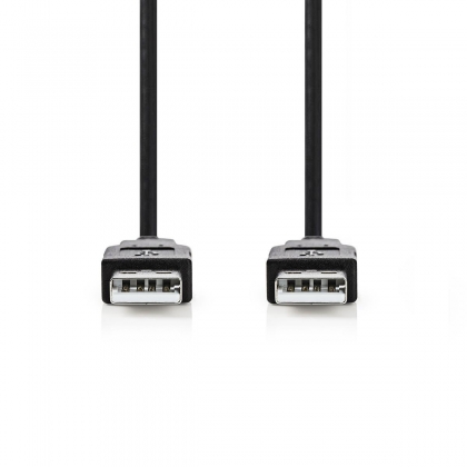 USB-Kabel | USB 2.0 | USB-A Male | USB-A Male | 480 Mbps | Vernikkeld | 2.00 m | Rond | PVC | Zwart | Doos