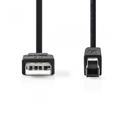 USB-Kabel | USB 2.0 | USB-A Male | USB-B Male | 480 Mbps | Vernikkeld | 3.00 m | Rond | PVC | Zwart | Doos