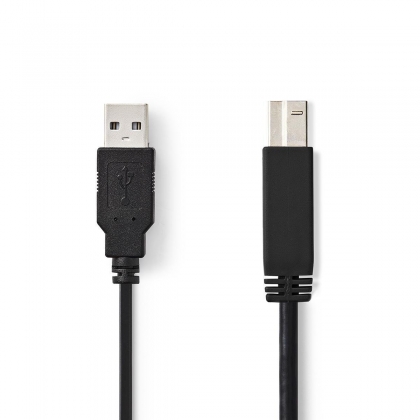 USB-Kabel | USB 2.0 | USB-A Male | USB-B Male | 480 Mbps | Vernikkeld | 3.00 m | Rond | PVC | Zwart | Doos