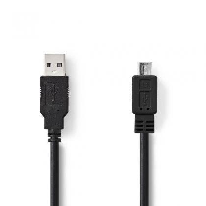 USB-Kabel | USB 2.0 | USB-A Male | USB Micro-B Male | 480 Mbps | Vernikkeld | 1.00 m | Rond | PVC | Zwart | Doos