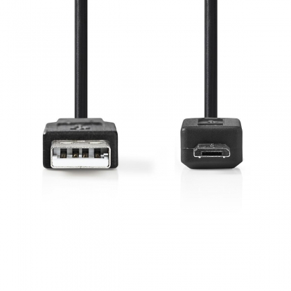 USB-Kabel | USB 2.0 | USB-A Male | USB Micro-B Male | 480 Mbps | Vernikkeld | 2.00 m | Rond | PVC | Zwart | Doos