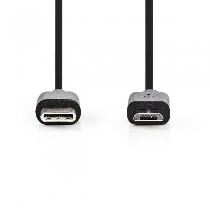 USB-Kabel | USB 2.0 | USB-C™ Male | USB Micro-B Male | 60 W | 480 Mbps | Vernikkeld | 1.00 m | Rond | PVC | Zwart | Blister