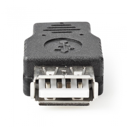 USB Micro-B Adapter | USB 2.0 | USB Micro-B Male | USB-A Female | 480 Mbps | Vernikkeld | PVC | Zwart | Blister