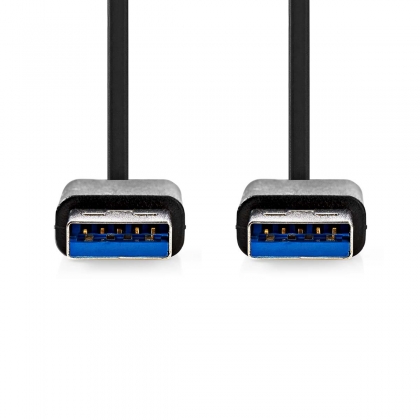 USB-Kabel | USB 3.2 Gen 1 | USB-A Male | USB-A Male | 5 Gbps | Vernikkeld | 1.00 m | Rond | PVC | Zwart | Doos