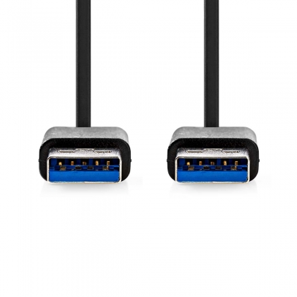USB-Kabel | USB 3.2 Gen 1 | USB-A Male | USB-A Male | 5 Gbps | Vernikkeld | 2.00 m | Rond | PVC | Zwart | Doos