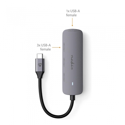 USB-Hub | 1x USB-C™ | 4x USB A Female | 4-Poorts poort(en) | USB 3.2 Gen 1 | USB Gevoed | 5 Gbps