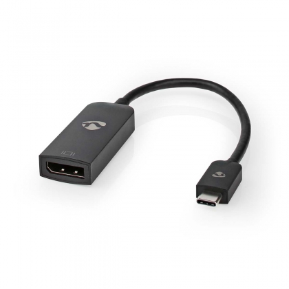 USB-C™ Adapter | USB 3.2 Gen 1 | USB-C™ Male | DisplayPort Female | 8K@60Hz | 0.20 m | Rond | Vernikkeld | PVC | Zwart | Doos