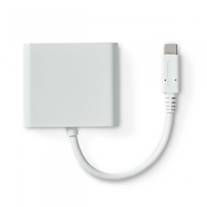 USB Multi-Port Adapter | 3-in-1 | USB 3.2 Gen 1 | USB-C™ Male | HDMI™ Output / USB-A Female / USB-C™ Female | 5 Gbps | 0.10 m | Rond | Vernikkeld | PVC | Wit | Doos
