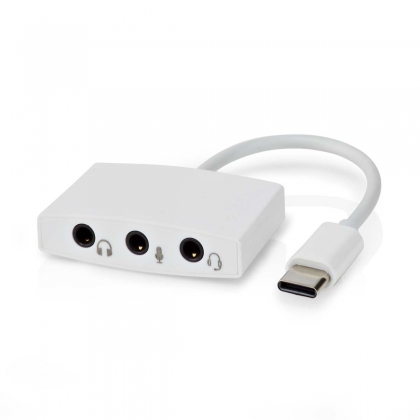 USB-C™ Adapter | USB 2.0 | USB-C™ Male | 3,5 mm Female | 0.10 m | Rond | Vernikkeld | ABS / PVC | Wit | Doos