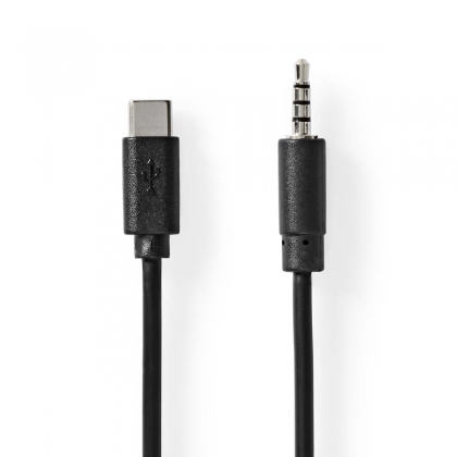USB-C™ Adapter | USB 2.0 | USB-C™ Male | 3,5 mm Male | 1.00 m | Rond | Vernikkeld | PVC | Zwart | Doos