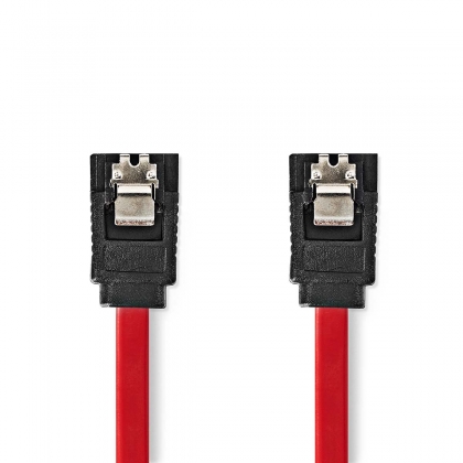 SATA Kabel | 3 Gbps | SATA 7-Pins Female | SATA 7-Pins Female | Vernikkeld | 0.50 m | Plat | PVC | Rood | Doos