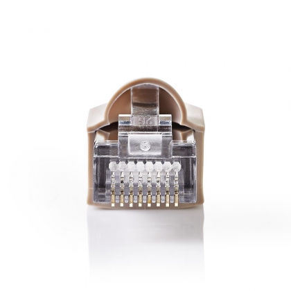 RJ45-Connector | Male | Solid UTP CAT5 | Recht | Verguld | 10 Stuks | PVC | Grijs / Transparant | Doos