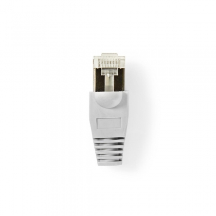 RJ45-Connector | Male | Solid UTP CAT5 | Recht | Verguld | 10 Stuks | PVC | Grijs / Transparant | Doos