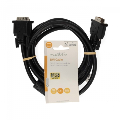 DVI-Kabel | DVI-D 24+1-Pins Male | DVI-D 24+1-Pins Male | 2560x1600 | Vernikkeld | 2.00 m | Recht | PVC | Zwart | Label