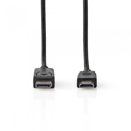 DisplayPort-Kabel | DisplayPort Male | HDMI™ Connector | 4K@30Hz | Vernikkeld | 2.00 m | Rond | PVC | Zwart | Label