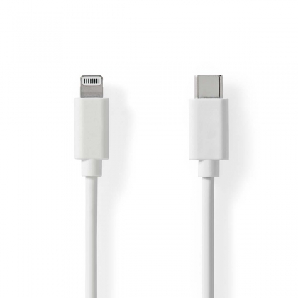 Lightning Kabel | USB 2.0 | Apple Lightning 8-Pins | USB-C™ Male | 480 Mbps | Vernikkeld | 1.00 m | Rond | PVC | Wit | Label