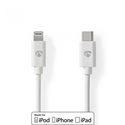Lightning Kabel | USB 2.0 | Apple Lightning 8-Pins | USB-C™ Male | 480 Mbps | Vernikkeld | 2.00 m | Rond | PVC | Wit | Label