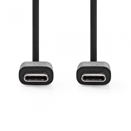 USB-Kabel | USB 2.0 | USB-C™ Male | USB-C™ Male | 60 W | 480 Mbps | Vernikkeld | 1.00 m | Rond | PVC | Zwart | Label